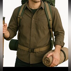 Men's XLT Olive Green Casual Button Up Shirt